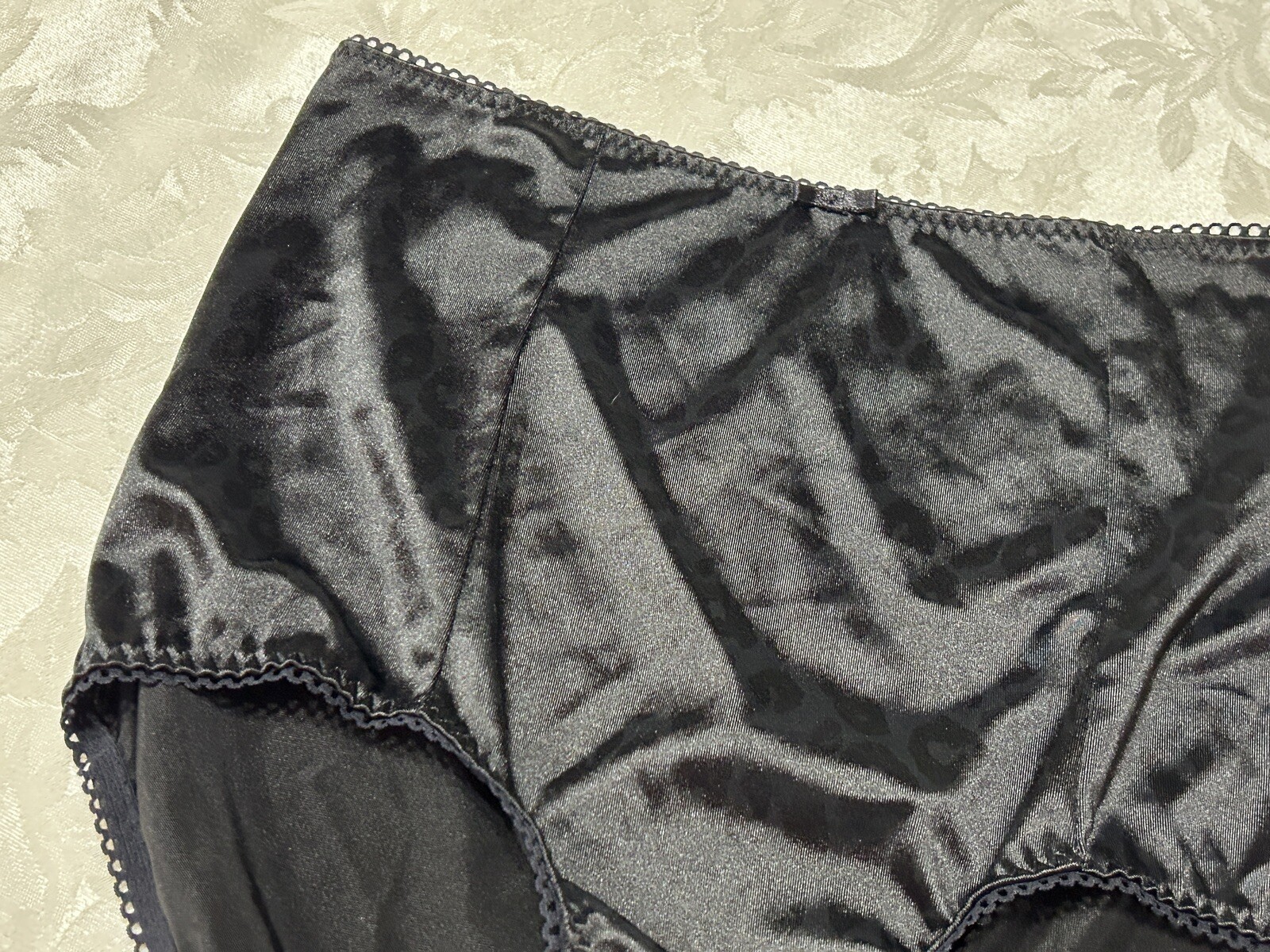 Vtg MARILYN MONROE 7159-49 Second Skin Satin 2X Black Leopard Panties #219