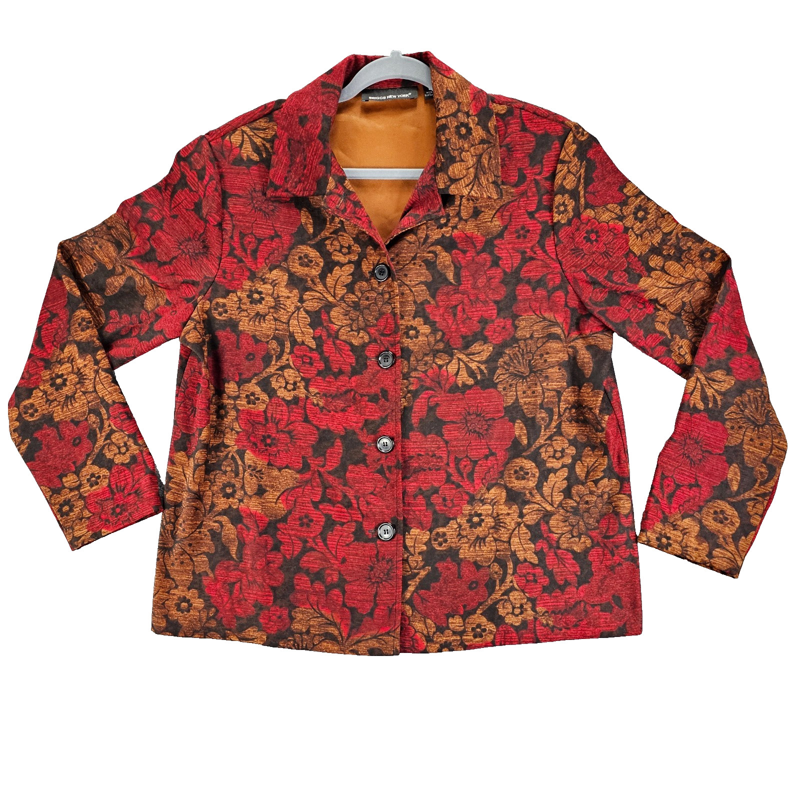 Briggs New York Suit Jacket Fall Floral Brocade Blazer Size Large Womens Vintage