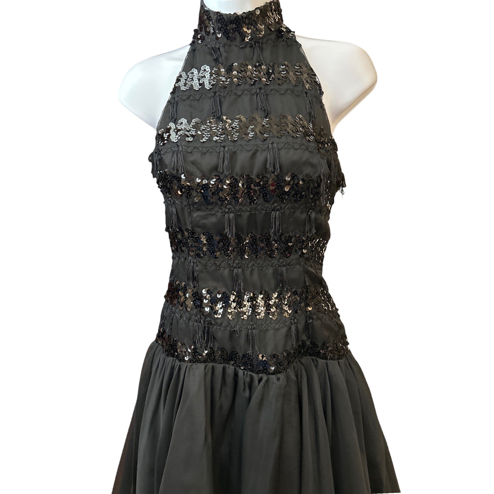 80s HW Collections Cocktail Dress Sequin Tassel Goth Whimsigoth Party LBD