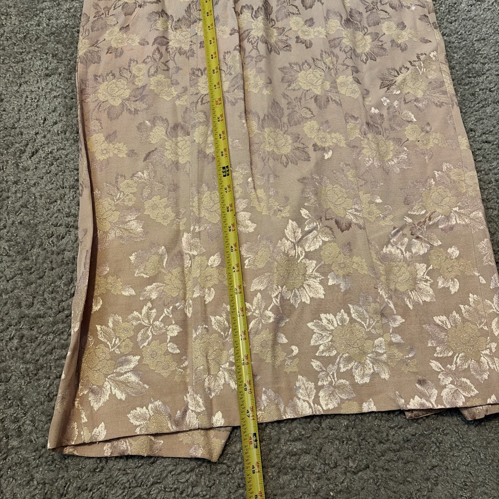 Vintage Dawn Joy Fashions Nude Pink Tan Floral Pattern Dress Size 10