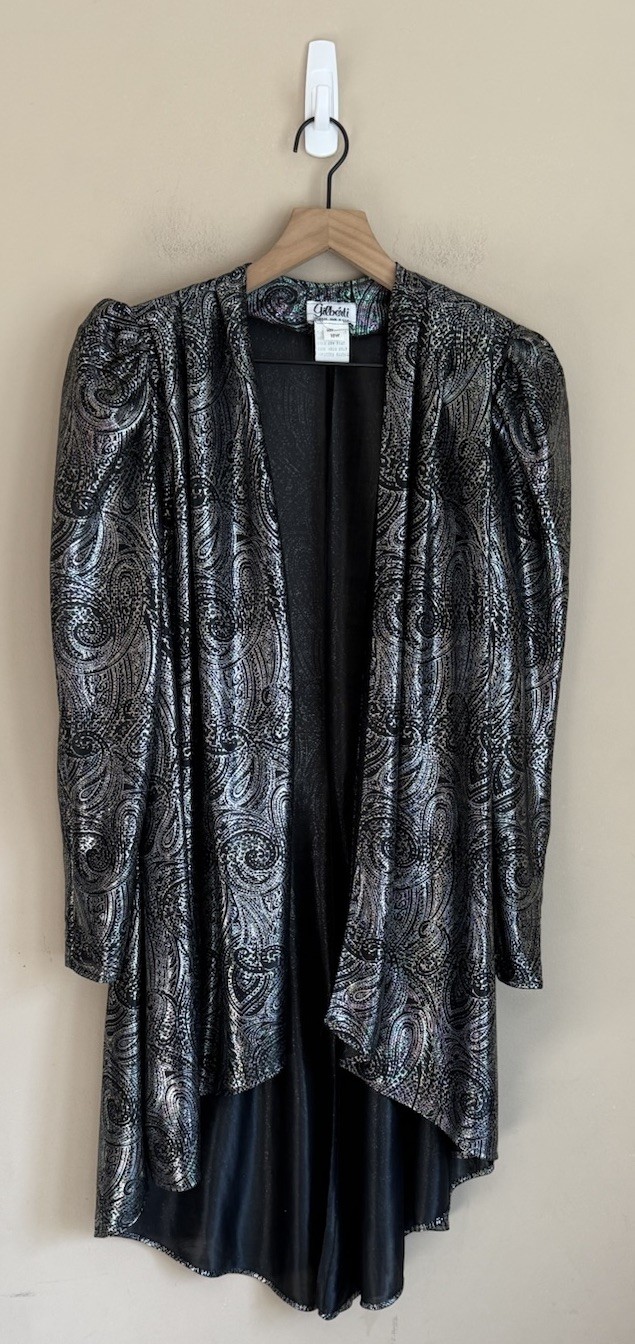 Vintage Gilberti Long Duster Jacket Rave Shimmer Disco Size 18 18W Cyber Goth