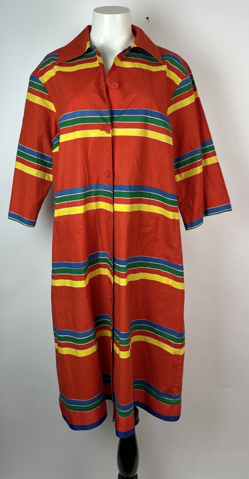 Vintage 70s Marimekko Anti by Pentti Rinta MOD Orange Stripe Dress Finland L