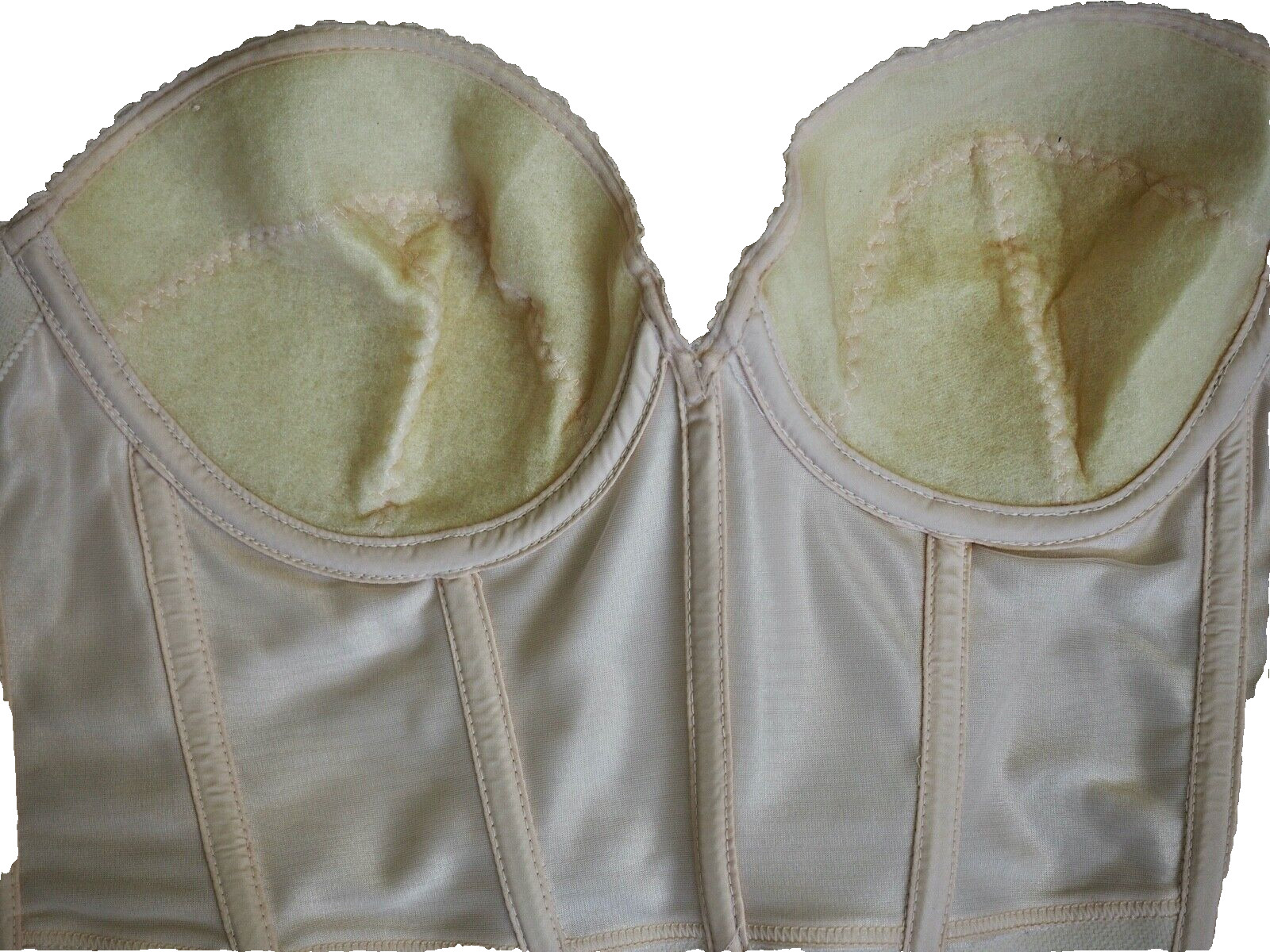 Vintage Carnival longline bra Size 36C Nude Beige Bridal Corset Mint Strapless