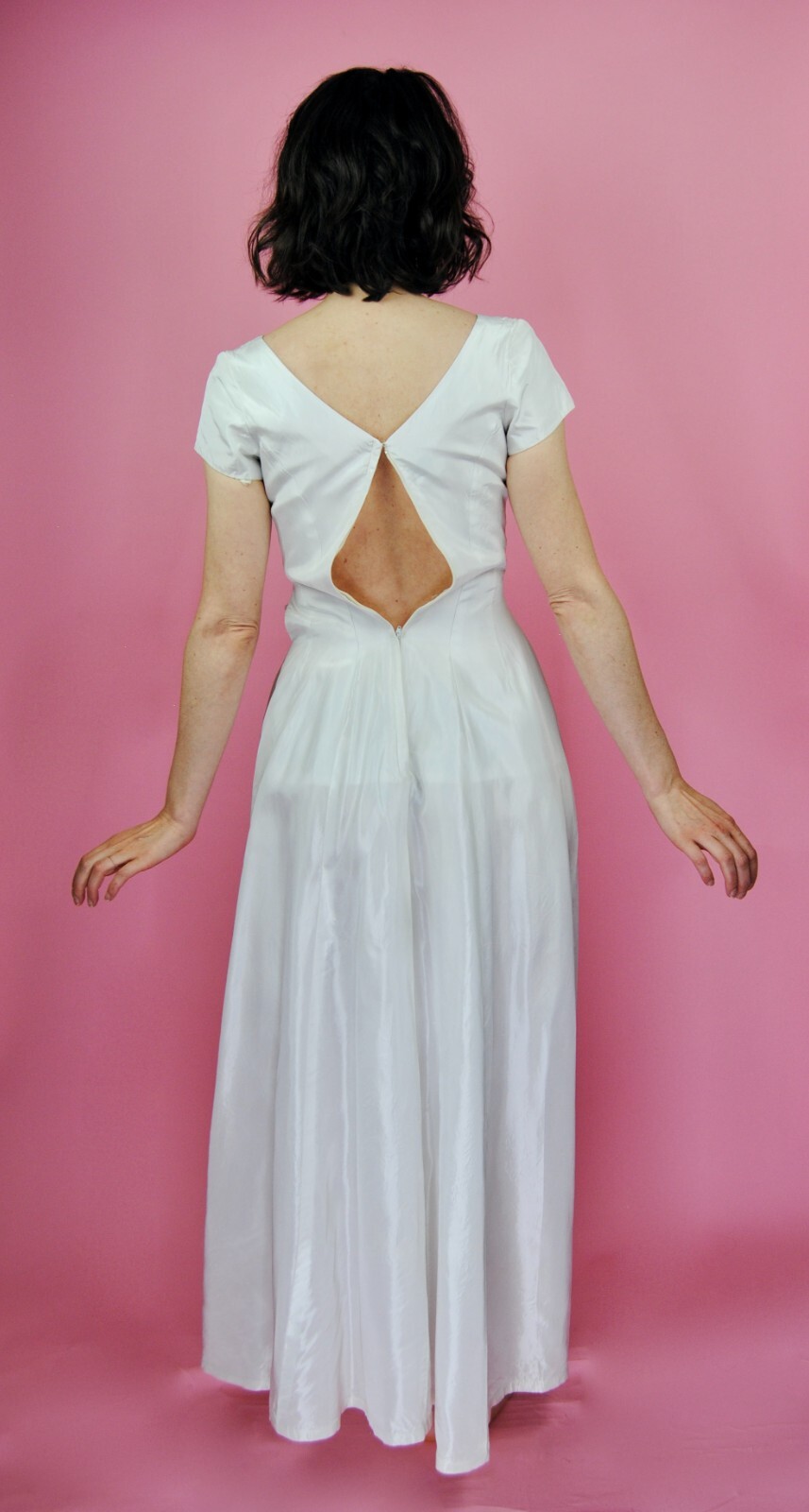 1960s Vintage Emma Domb Ivory Wedding Gown Cotillion Formal Sequin Dress XXS XS