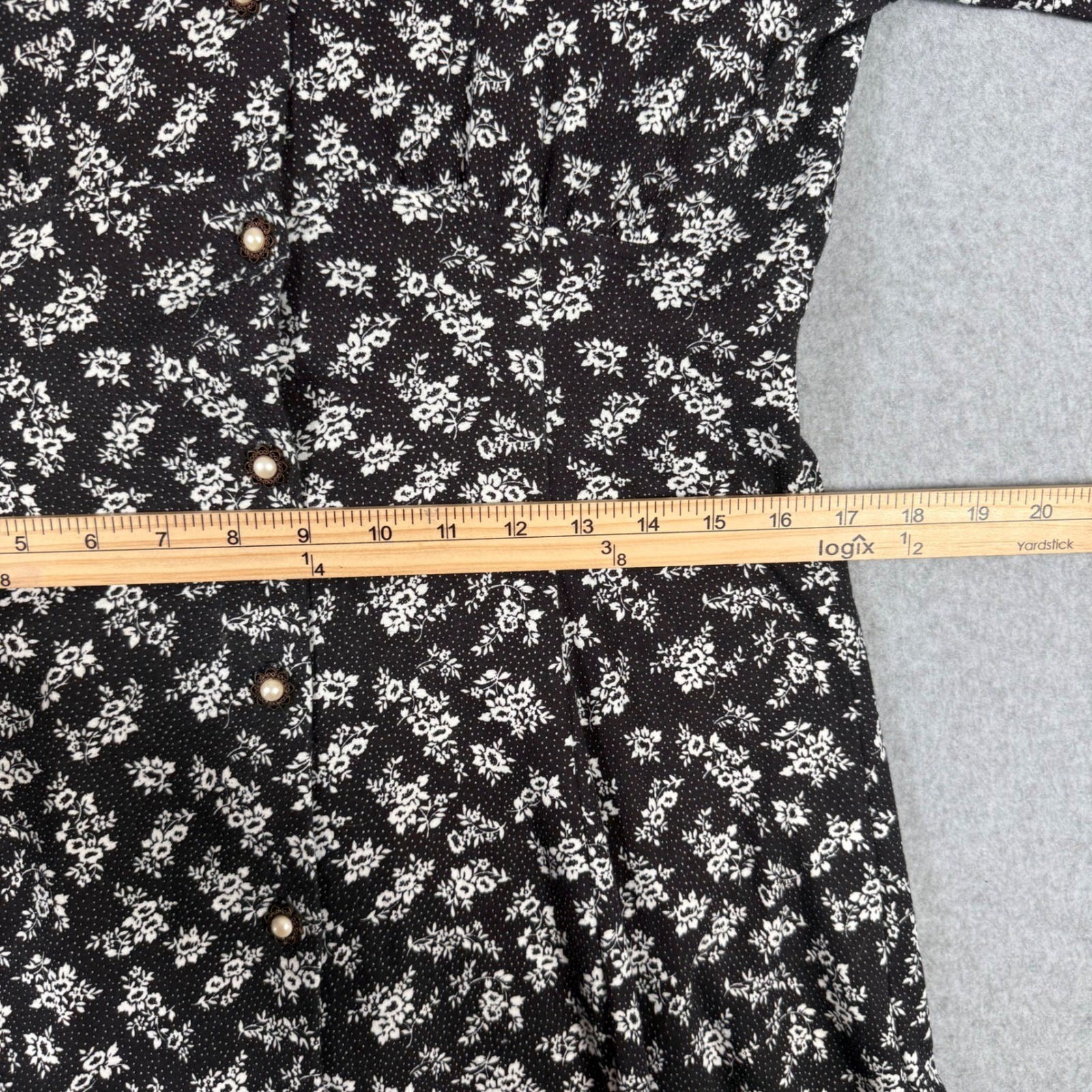 Paquette Too Vintage 80s Floral Modest Lace Collar Church Teacher Dress Black 10