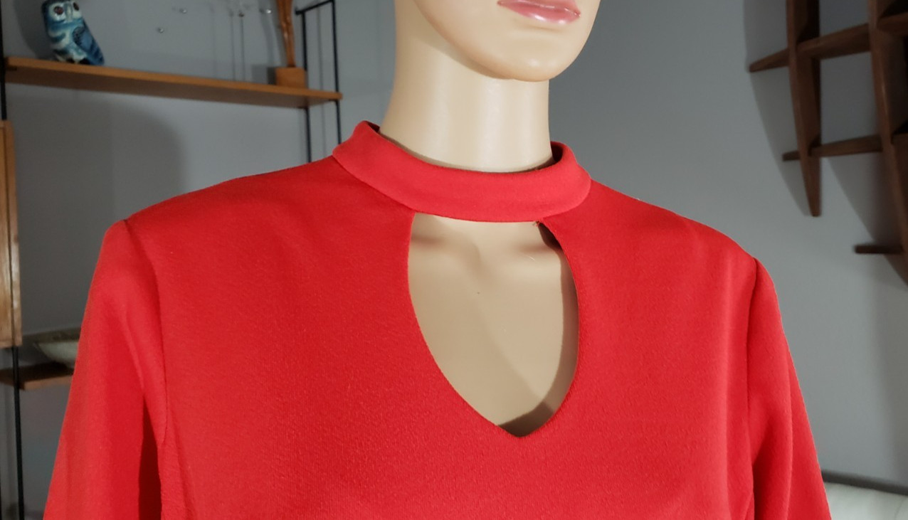 Vintage 1970’s Alfred Werber Red Poly Cut Out Mod Maxi Dress