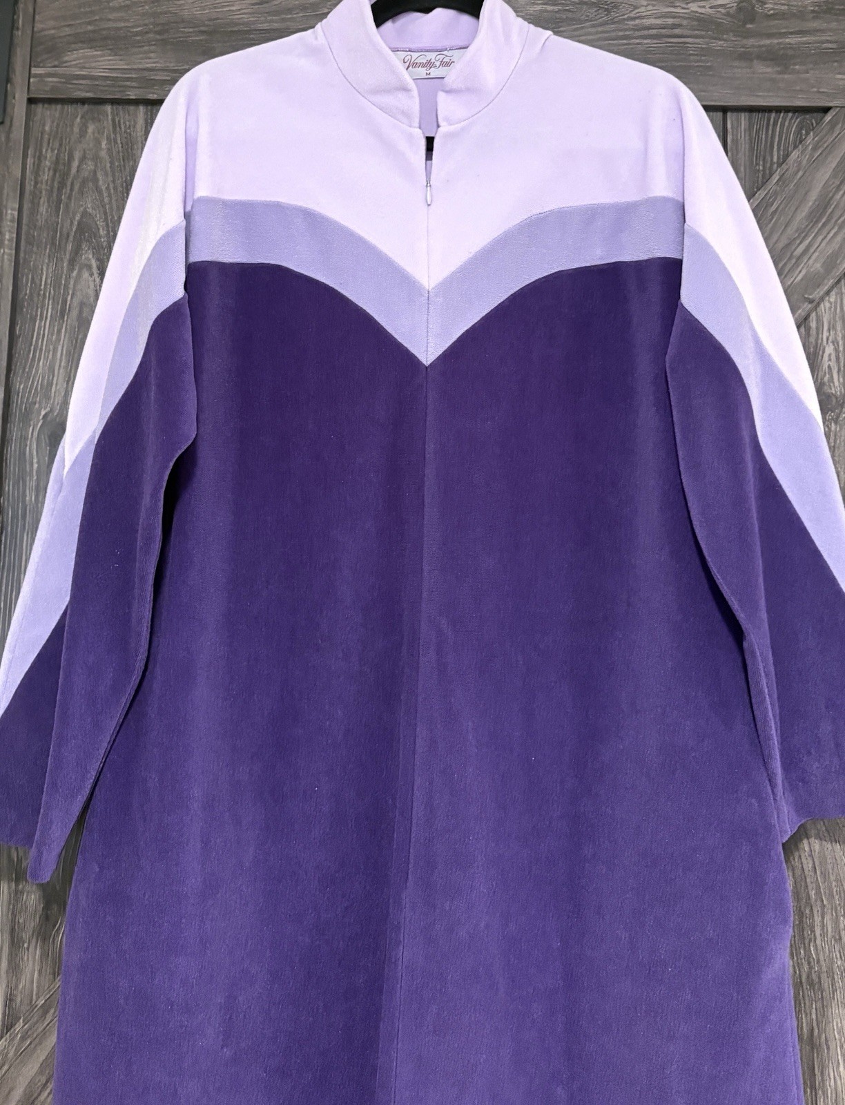 Housecoat Nap Dress Vanity Fair Vintage Velour Bathrobe Purple 60s 70s Sz M