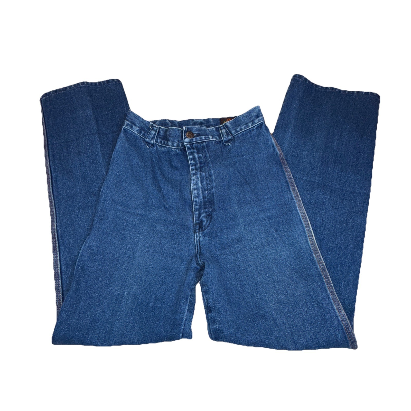 Vintage 70s Union Gap Wide Leg Jeans Footprint Stitching Embroidered 26×30