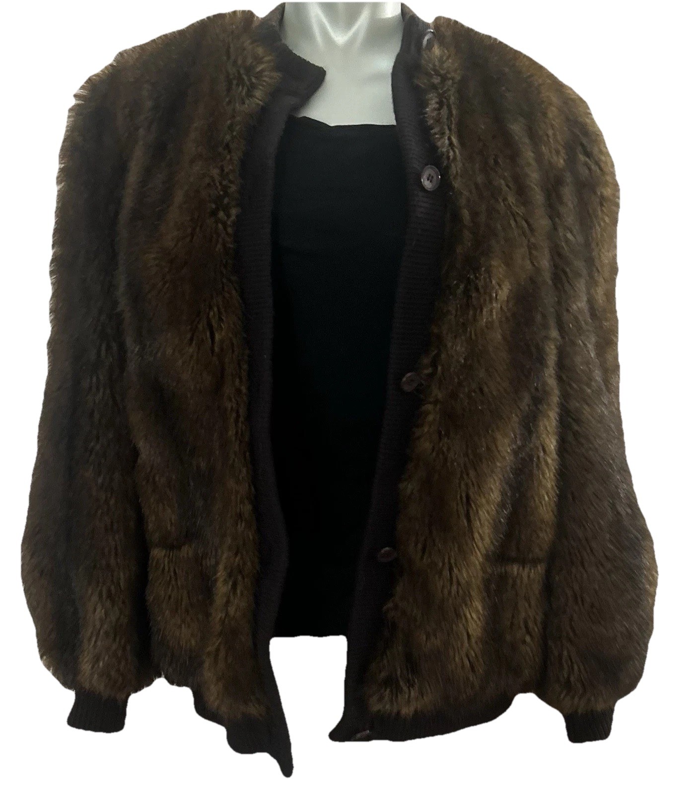 Vintage Lilli Ann Brown Faux Fur Coat Med/Large Jacket Bohemian Chic Rock Luxury