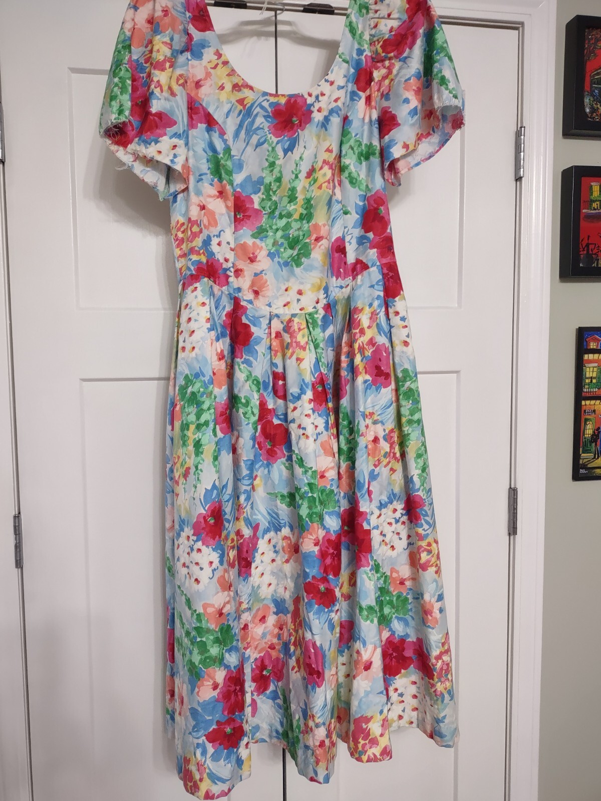 Vintage 1980s Misty Lane Floral Tea Dress Cottagecore Fit N Flare Midi Length
