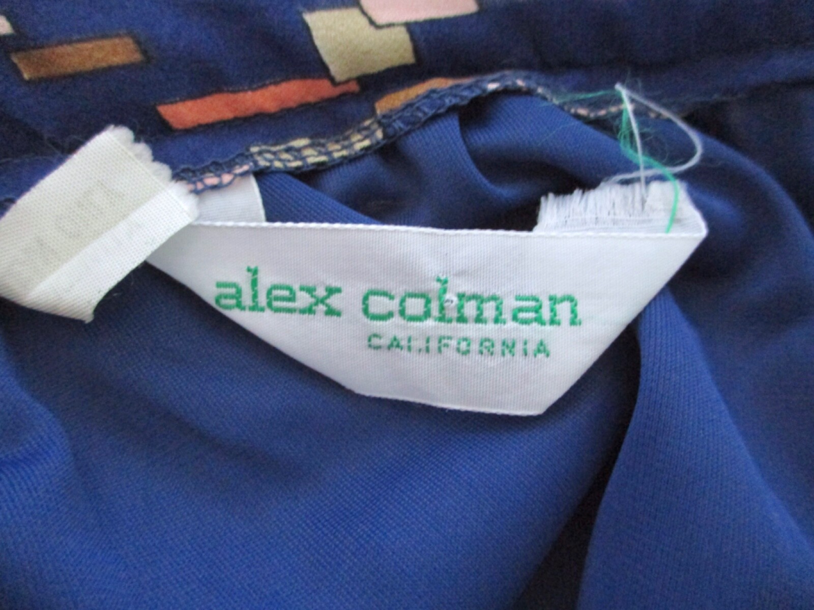 Vtg 70s Alex Coleman Blue Coral Geometric Poly Chiffon Maxi Hostess Skirt 24 in.