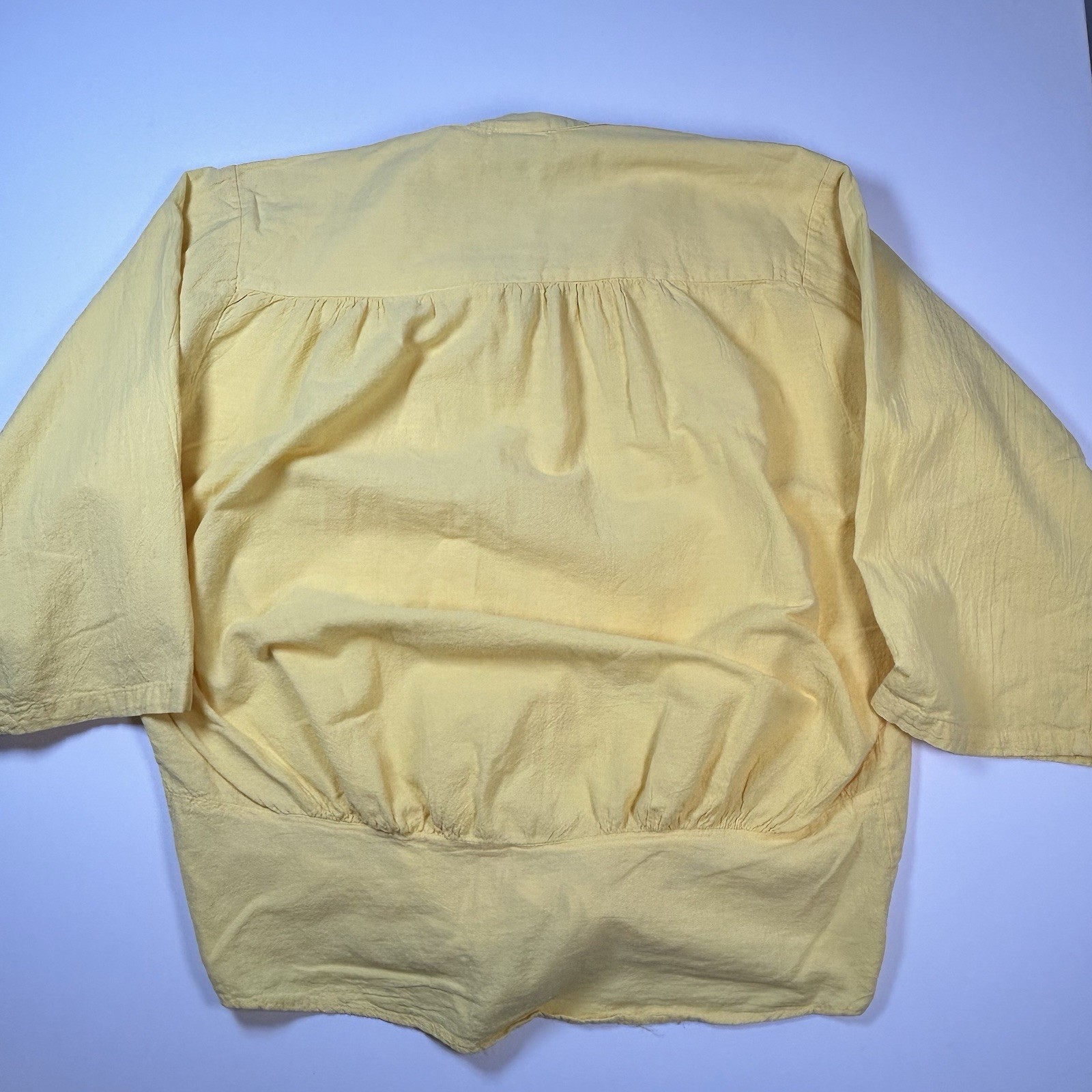 Vintage 80’s Bright Yellow Cotton Tie Front Shirt Blouse Aries & Taurus size M/L