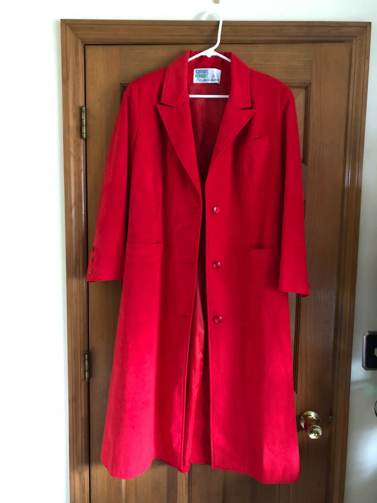NWOT RED SAMUEL ROBERT by Peter Hatsi-Androu Ultra suede Trench Coat Sze 8
