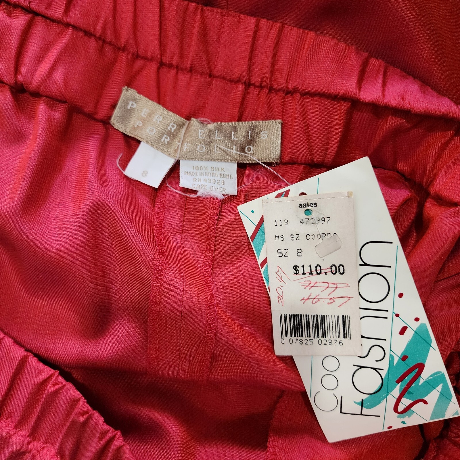 Vintage 80’s Perry Ellis Portfolio Women 100% Silk Red Maxi Skirt Size 8 NOS