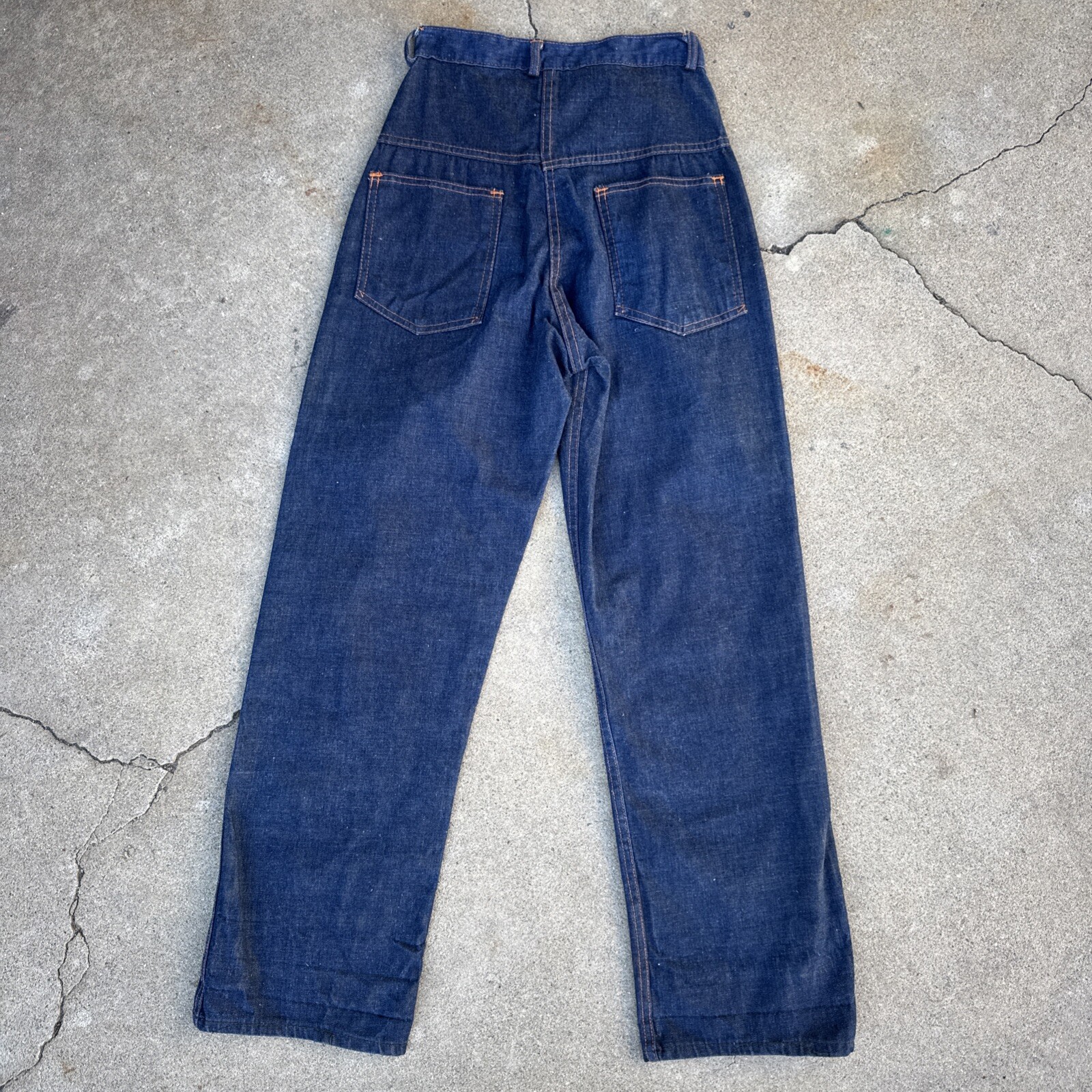 Vintage 1940s 1950s Denim Pants High Waist Jeans Dungaree Sportswear Western