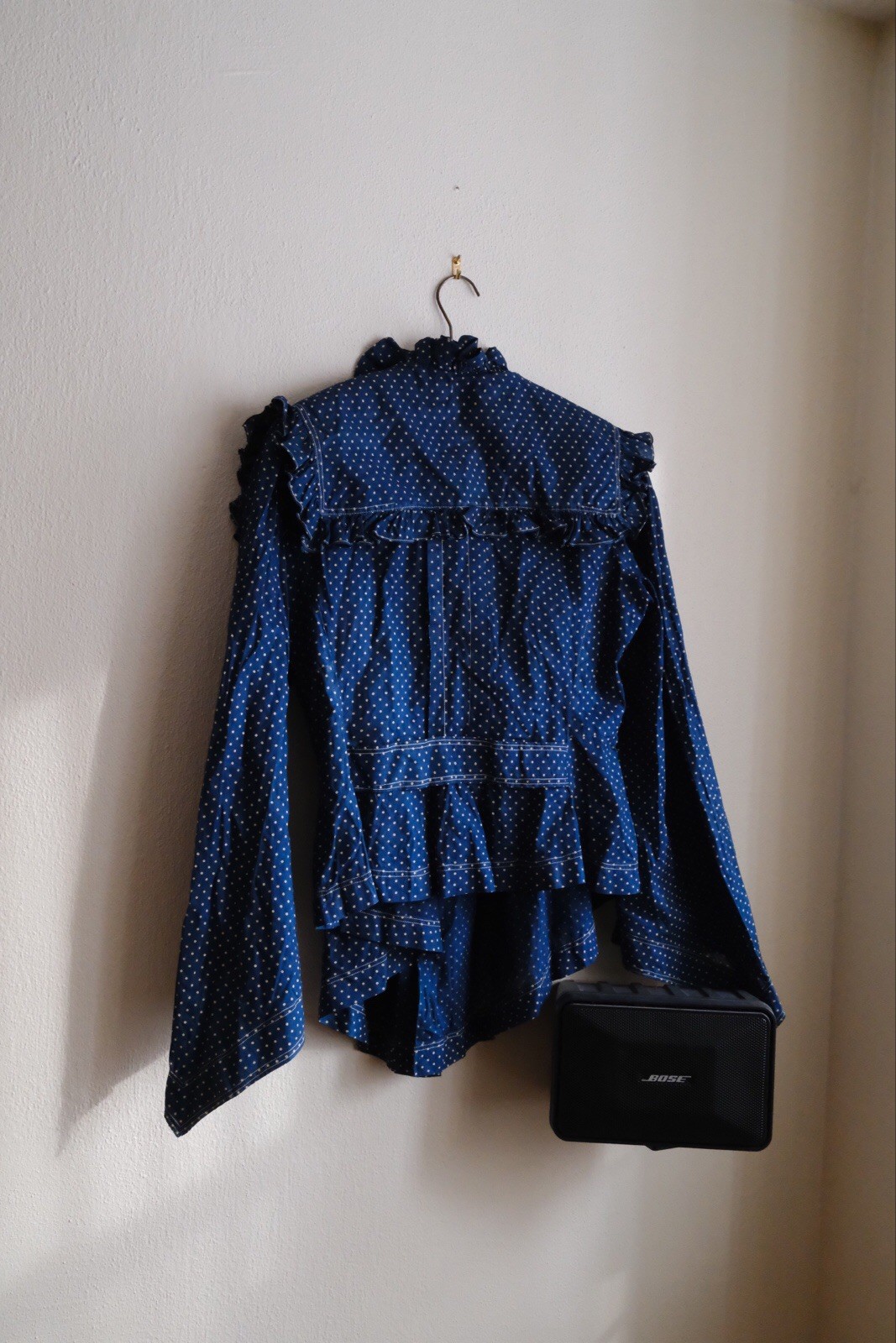 Extremely Rare Blue Indigo Calico Antique Blouse, Possible Maternity Cut