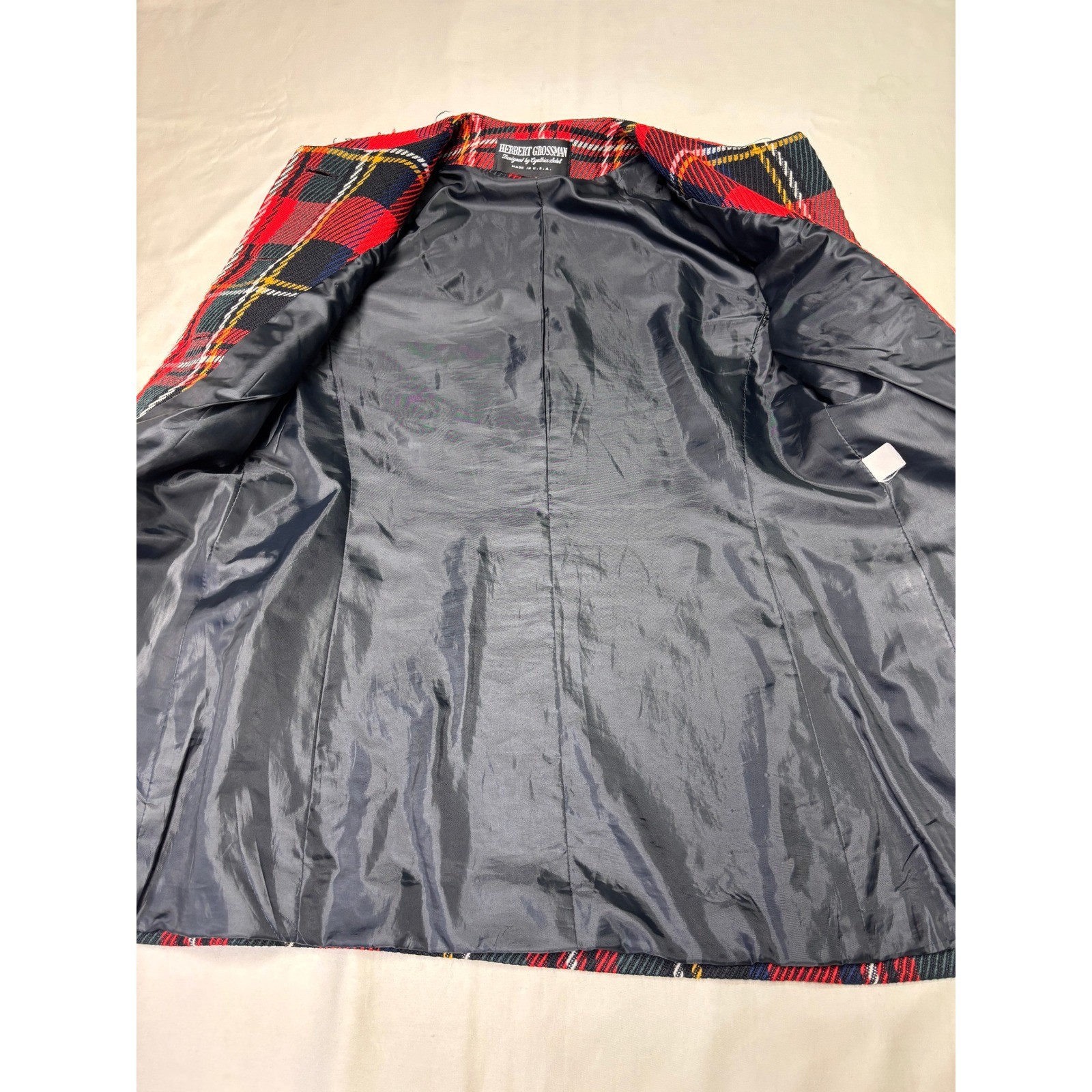 Vintage Herbert Grossman Cynthia Sobel Red Plaid Suit Set Size 8 W26 L24 USA
