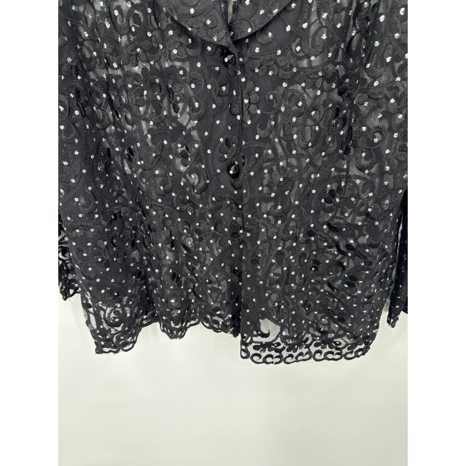 Vintage MaxiMa Evening Jacket Womens XL Lace Rhinestones Elegant Gala Bling