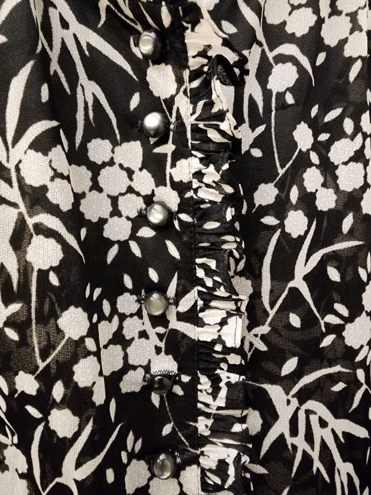 VTG Lady Carol Of New York Sheer Sleeveless Floral Black & White Dress Size 12