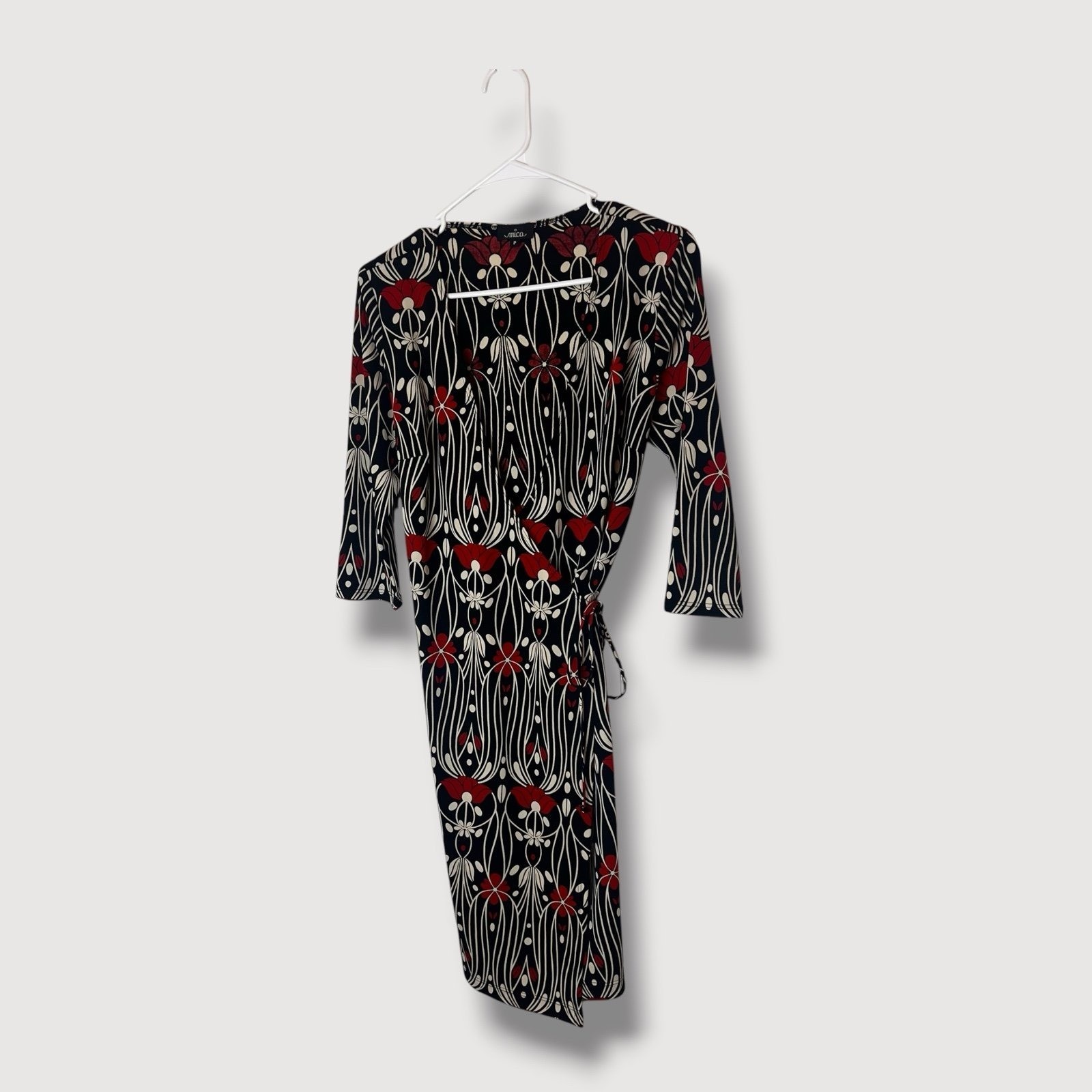 Mica Vintage Floral True Wrap Dress Size P US Small