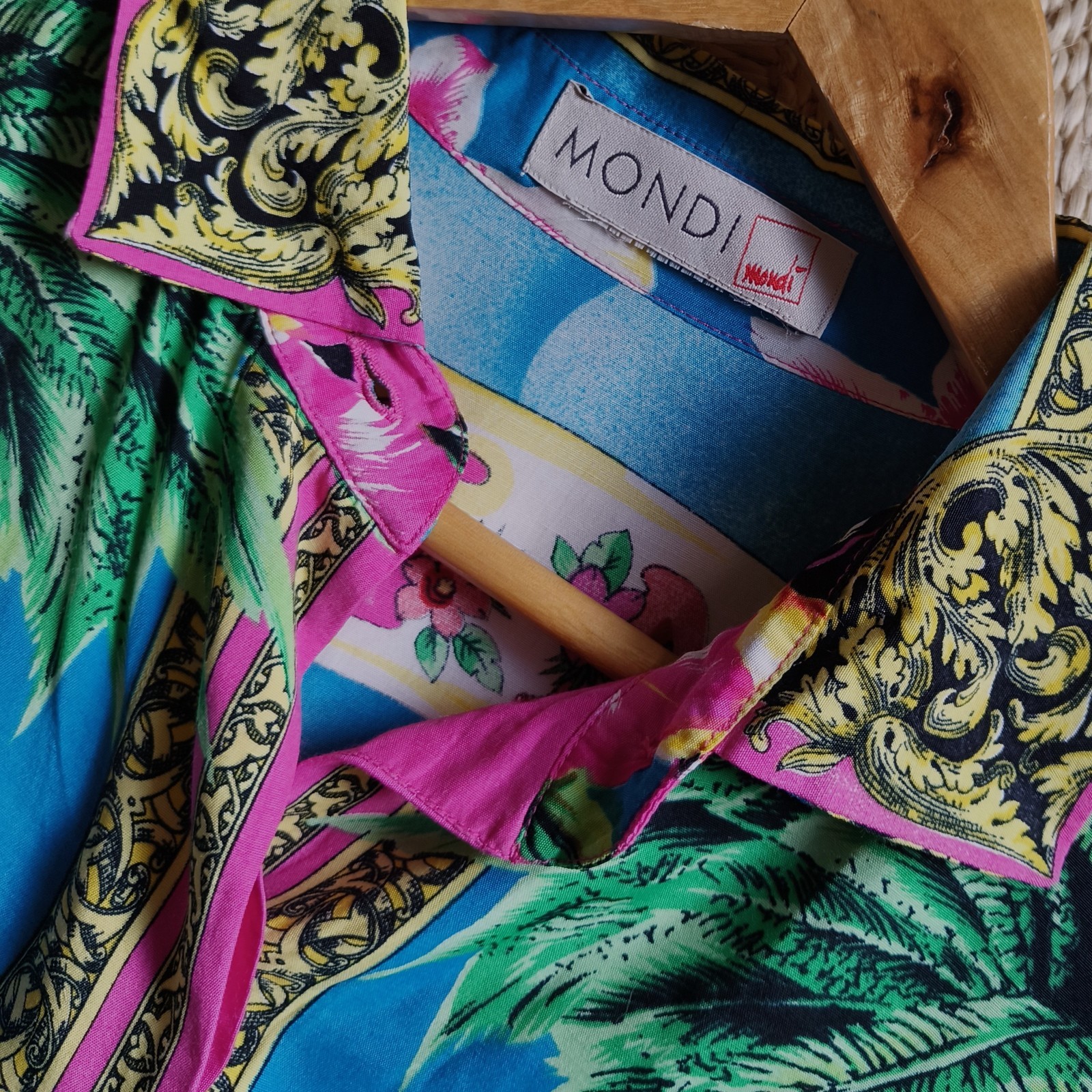 vintage 90s Mondi Palm Beach Shirt Blouse sun tropical miami rayon