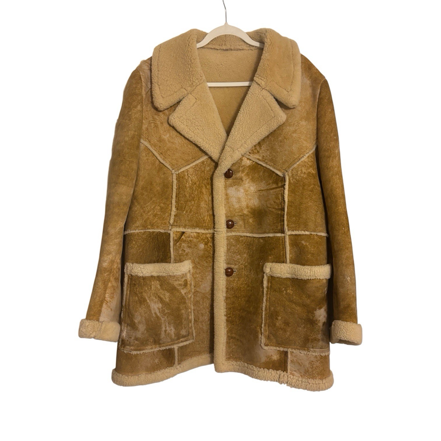 Vintage 1970s Makray Suede Wool Penny Lane Boho Hippie Coat size L