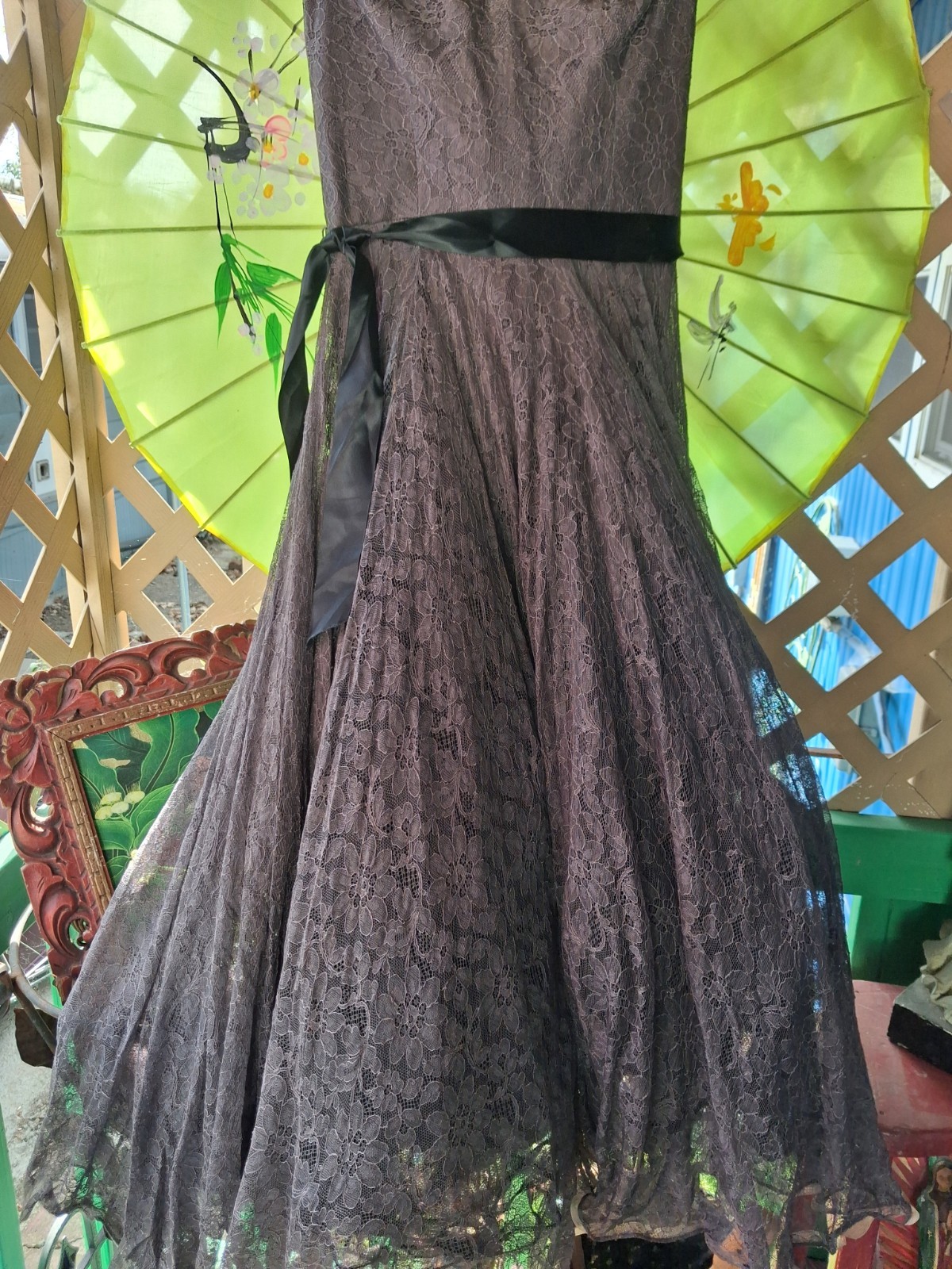 Vintage 40’s Gray Lace Ball Gown, Loads Of Lace And Crinolyn In Maxi Skirt,…