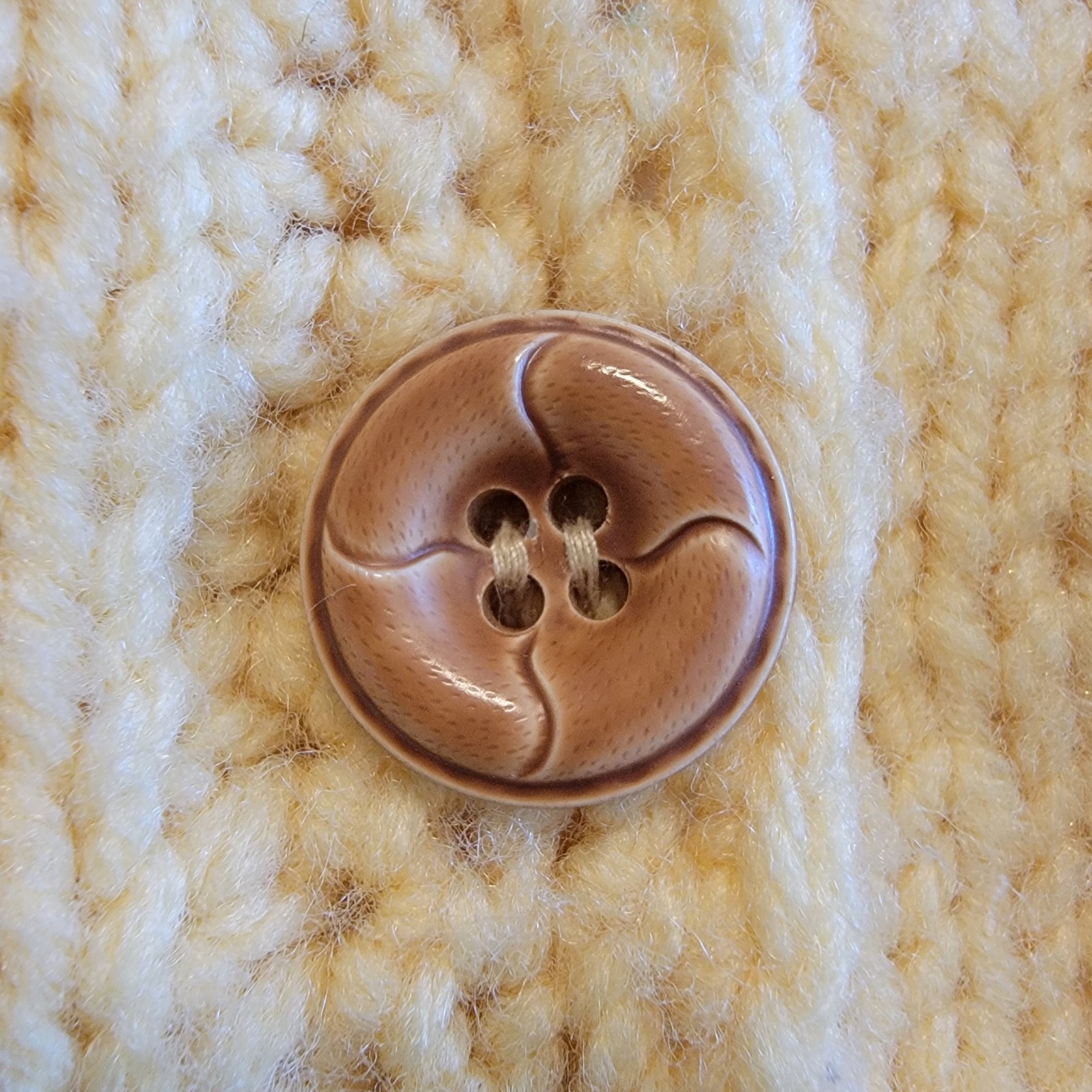 Vintage Hand Knit Wool Cardigan Sweater Cable Knit Beautiful Buttons Sz M / L