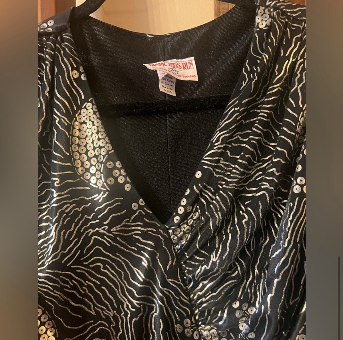 Vintage Diamond’s Run Wayne Diamond Design Cocktail Dress 1980’s Size S/Med