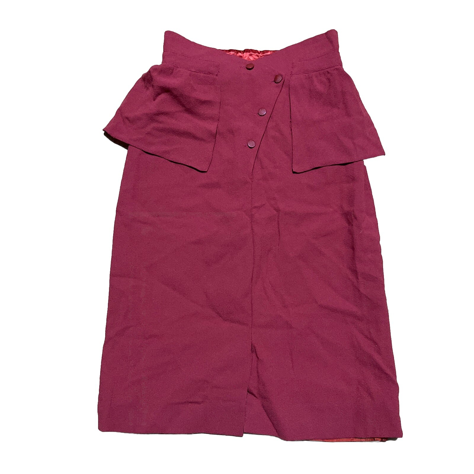 Vintage Claude Bert Paris High Waist Wool Rust Red Skirt Satin Lining Size 40