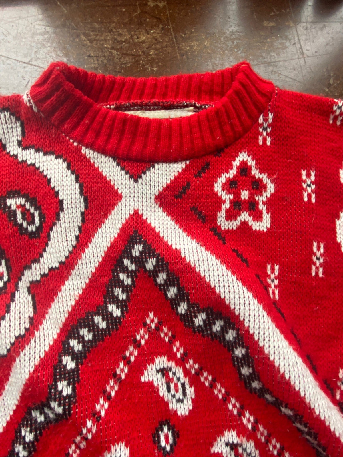 Traffic Jam Vintage Sweater Bandana Red Western Size M? Acrylic USA