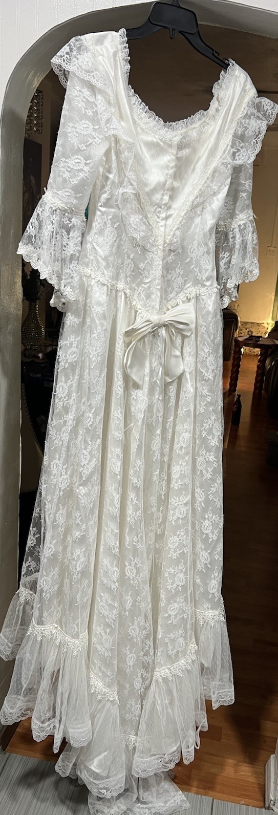 Vintage 70s 80s Susan Lane Country Wedding Dress, Lace Size 10 (Fits Modern 2/4)