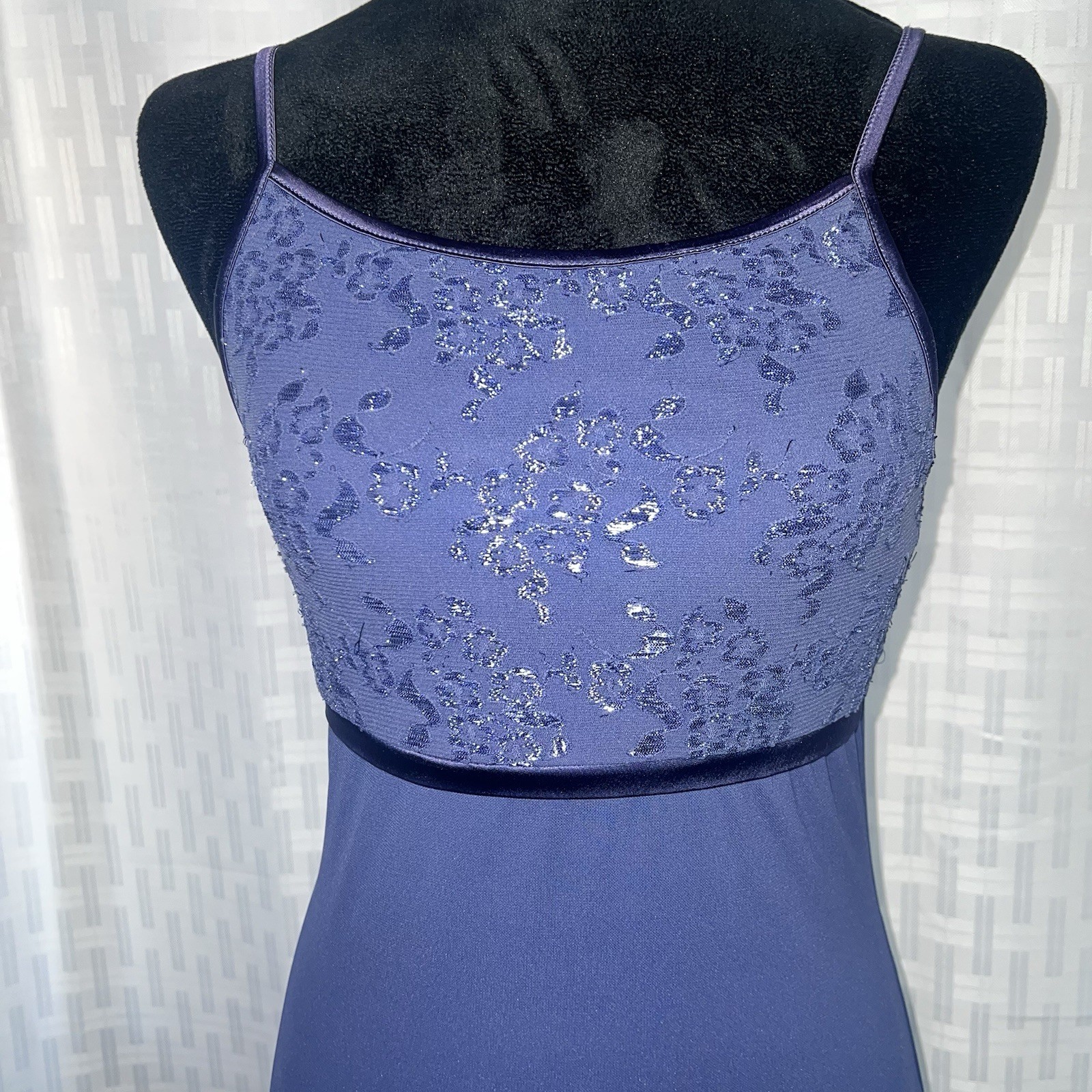 Vintage Byer Too California Maxi Slip Dress S Purple Glitter Floral Made USA