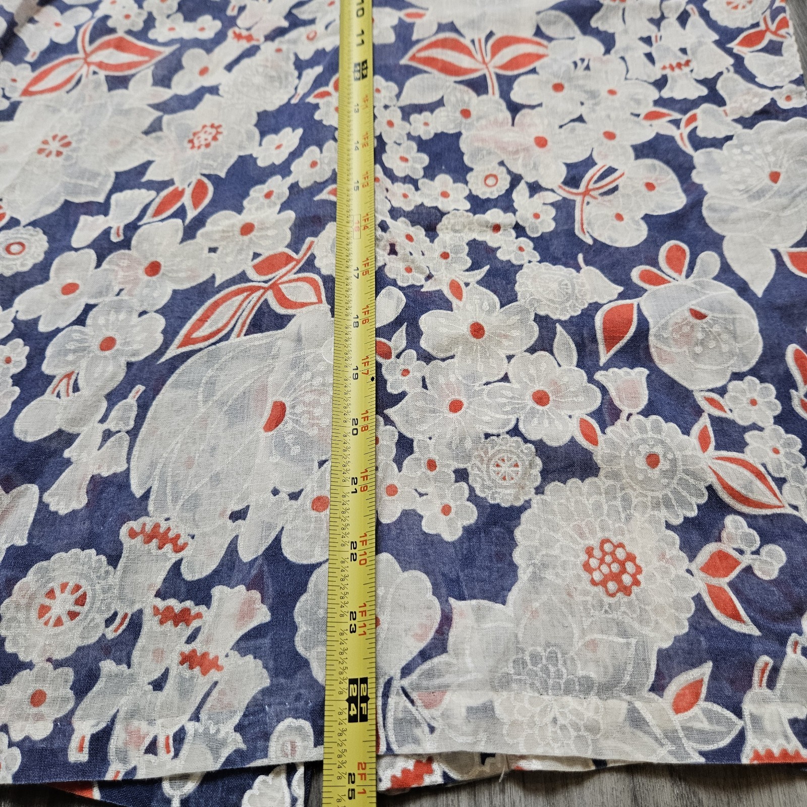 VTG 1960s Hand Made Red White Blue Floral Sheer Button Up Blouse Dagger Collar