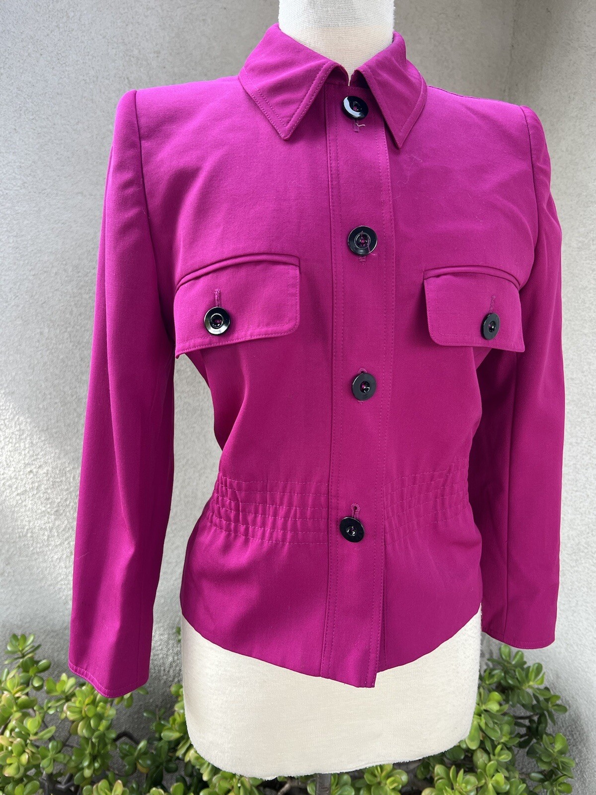 Vintage Preppy Jacket By Valentino Miss V fuchsia pink wool sz 38 4 Italy