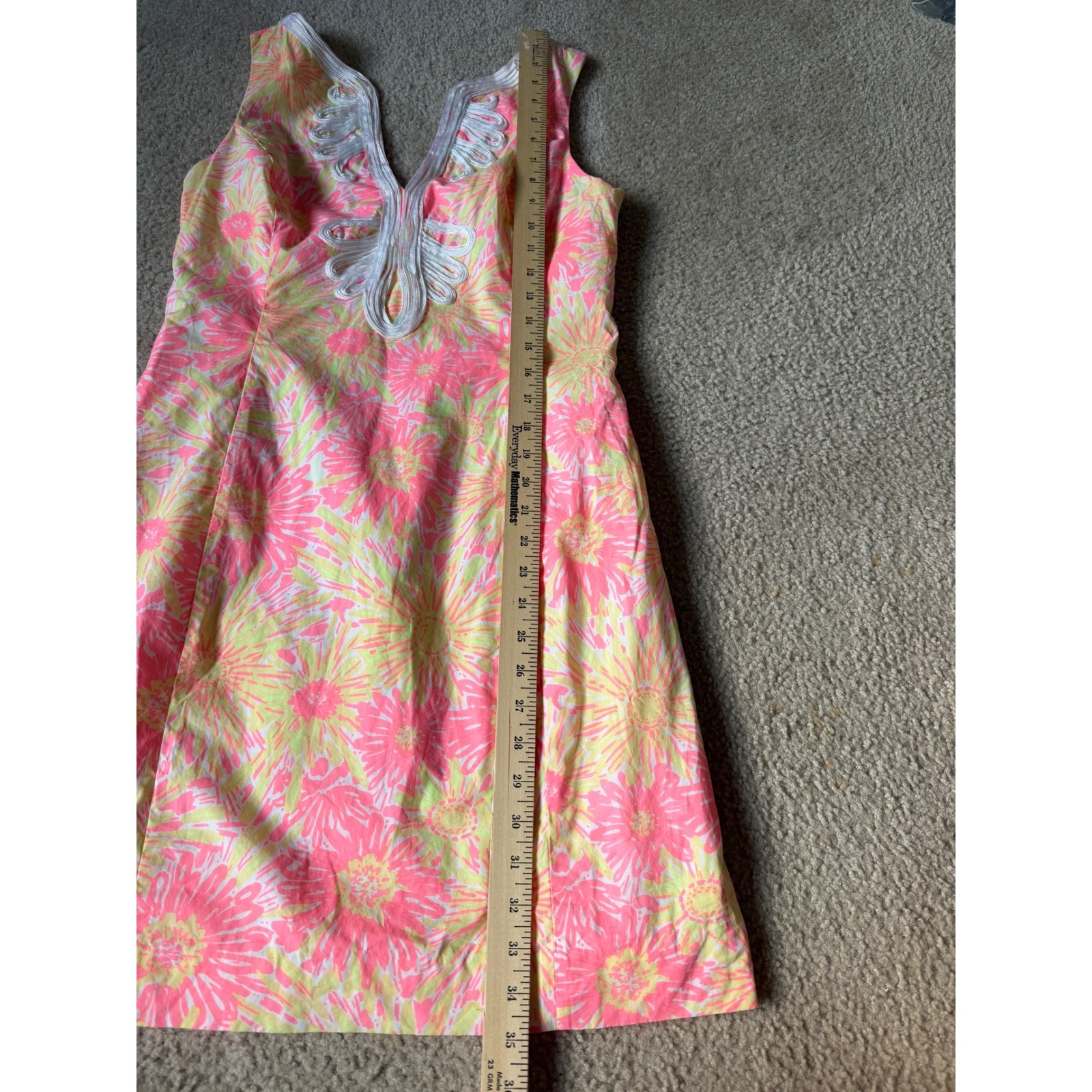 Lilly Pulitzer Mini Dress Janice Shift Resort White Sun Kissed Pink Yellow 6