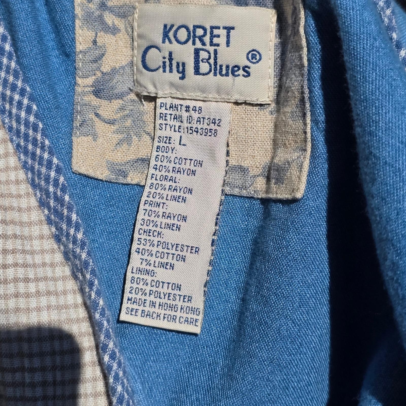 Koret City Blues Womens Floral Patchwork Vest Cottagecore Blue Large Pockets VTG