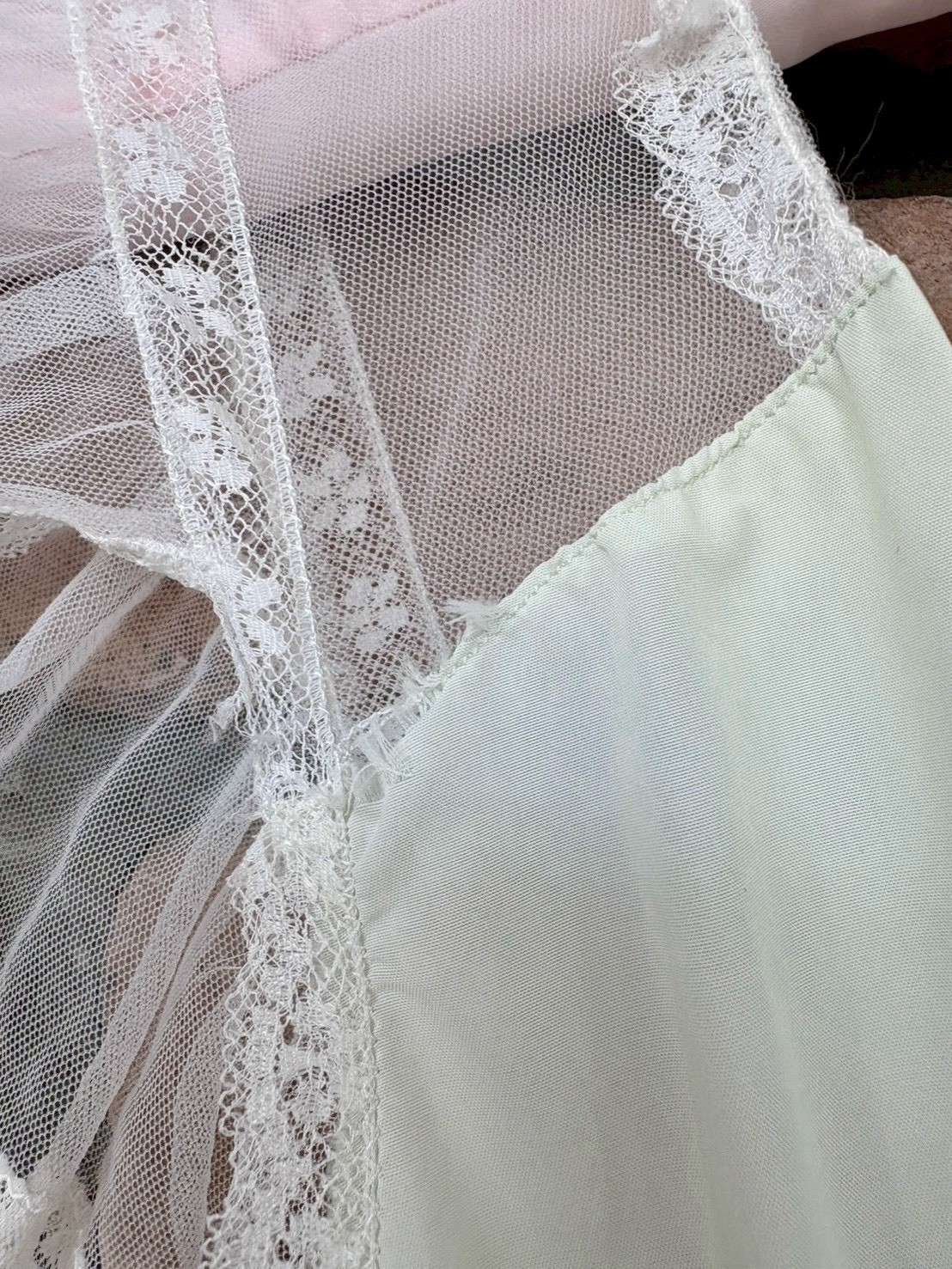 Vintage1950s Dora Gottieb Dupont Nylon Lace Sheer Lingerie Slip Dress