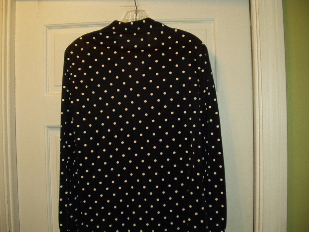 Vintage RAGGS Women’s Size 12 L Black & White Polka Dot Long Sleeve Button NWT
