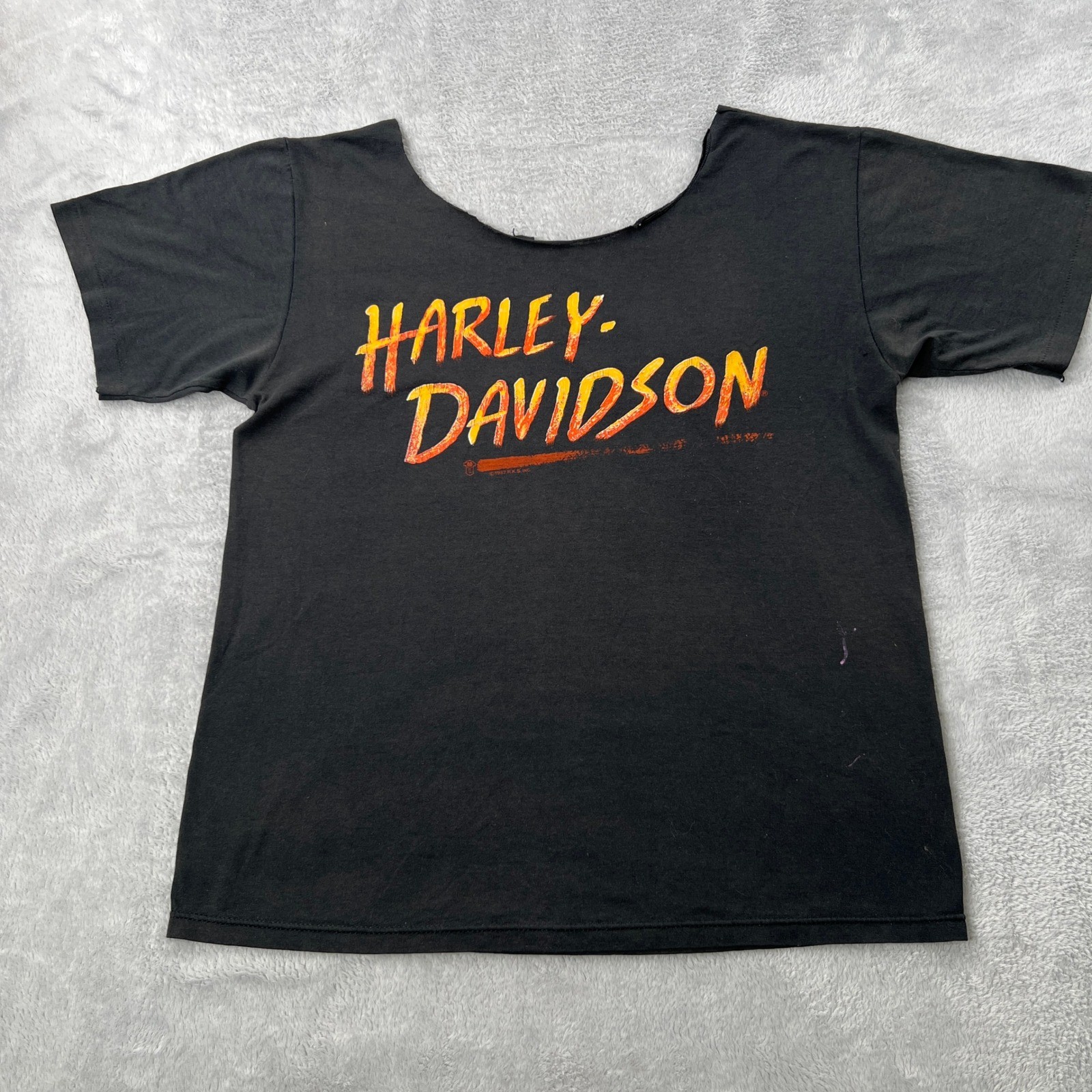 Harley-Davidson 1987 Vintage Graphic T-Shirt Medium Black Women Biker Rocker 80s