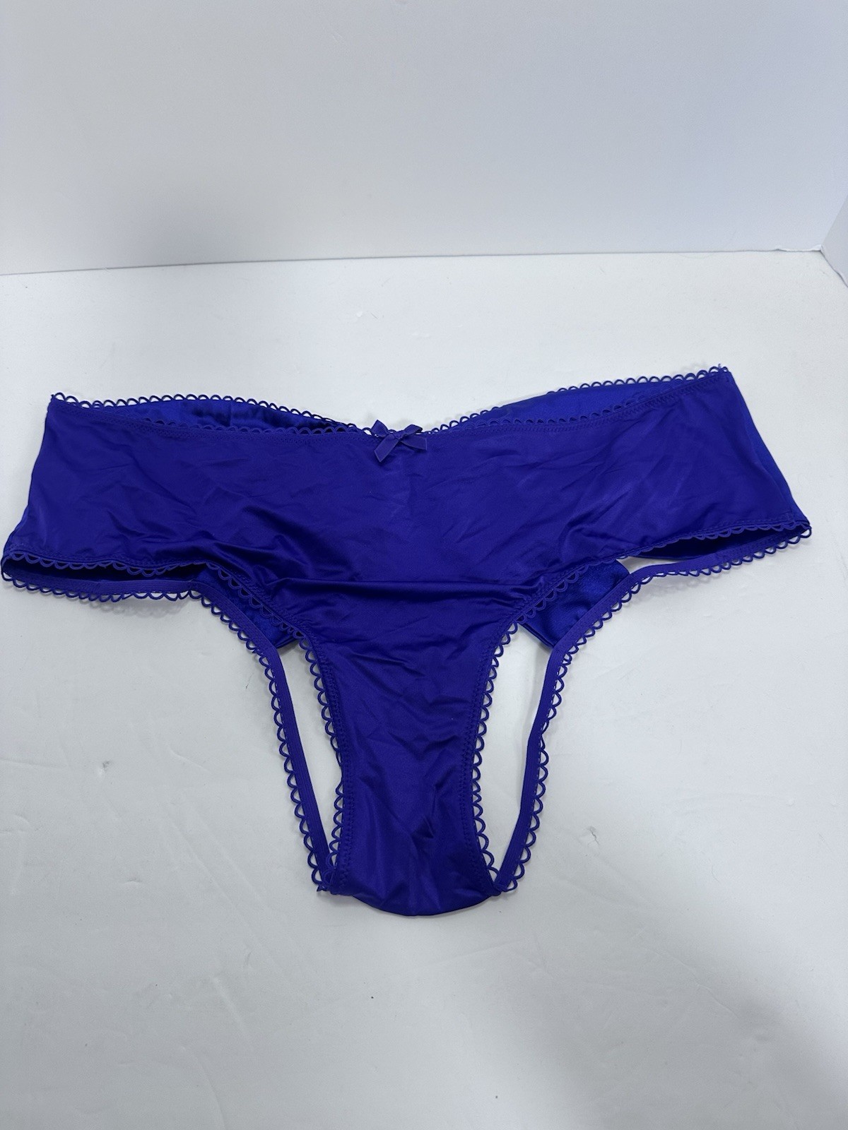 Victorias Secret XL Very Sexy Cheeky panties purple satin open back door w/ bow