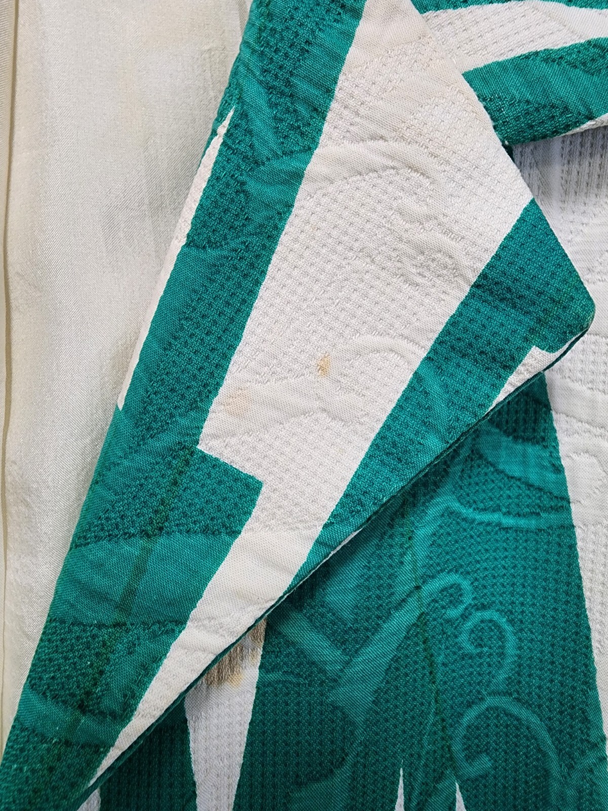 Chester Weinberg Suit Jacket Green And Cream Embossed 1960s