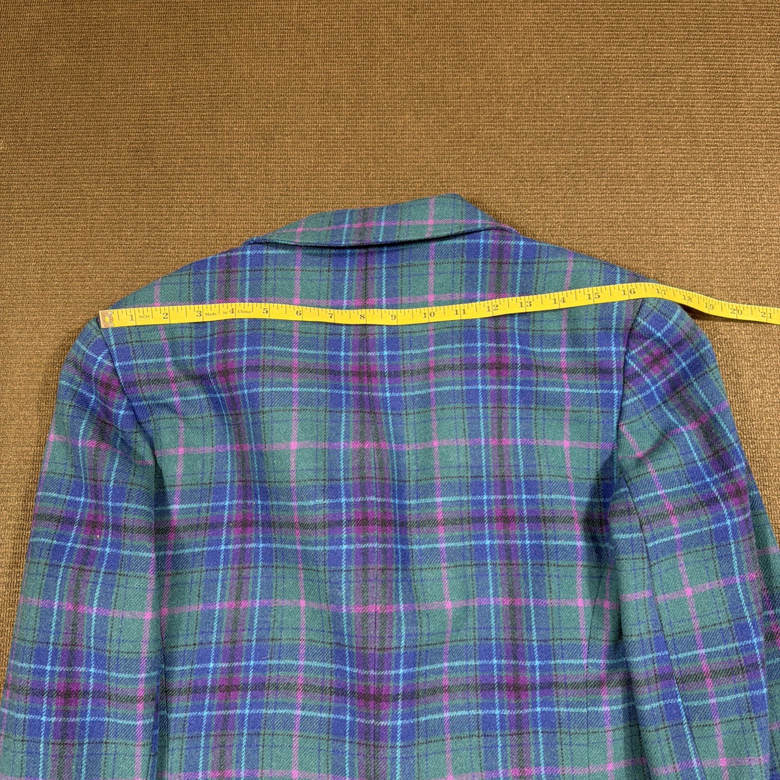 Vtg Pendleton Women’s Purple Green & Blue 100% Virgin Wool Plaid Blazer Size 16