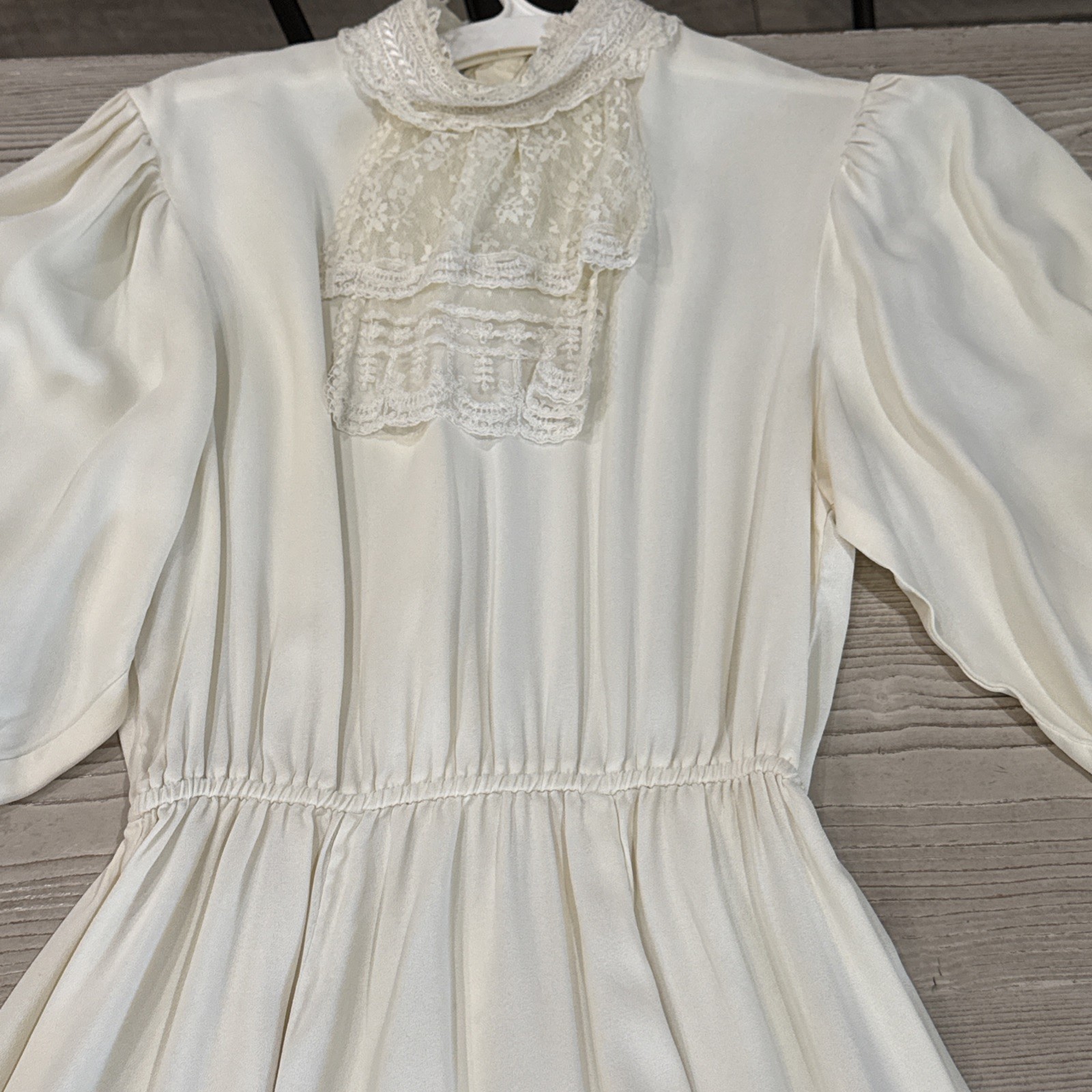 VTG Scott McClintock Dress 5/6 Lace 80s Victorian Cottagecore Tea Party Cream