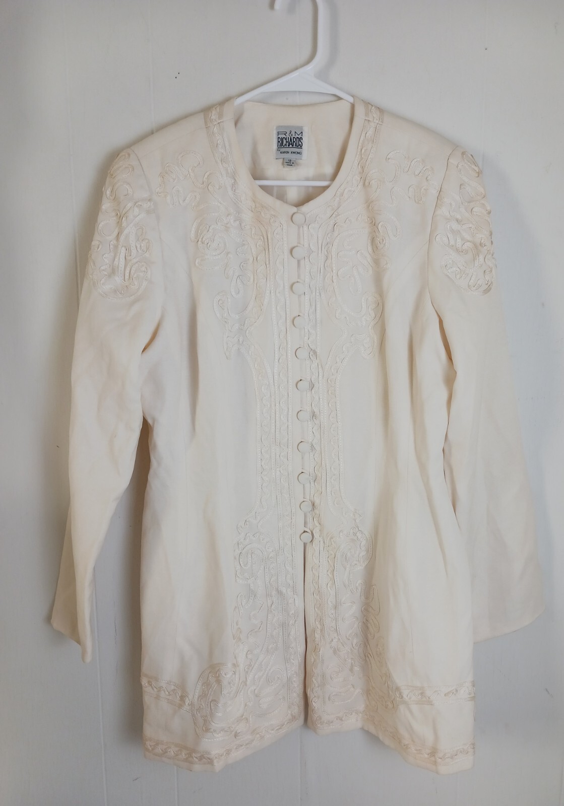 Vintage R & M Richards By Karen Kwong Ivory Long Blouse Women’s Size 12