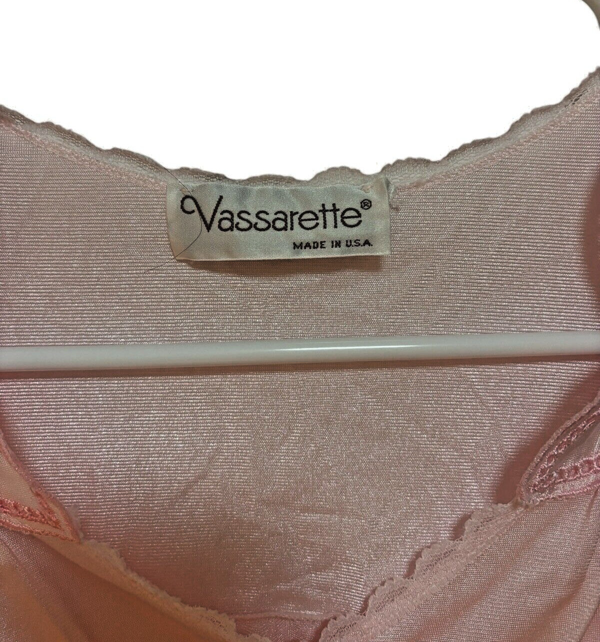 Vintage Vassarette Dressing Gown Pink Midi Nylon Size 1X? Check Measurements