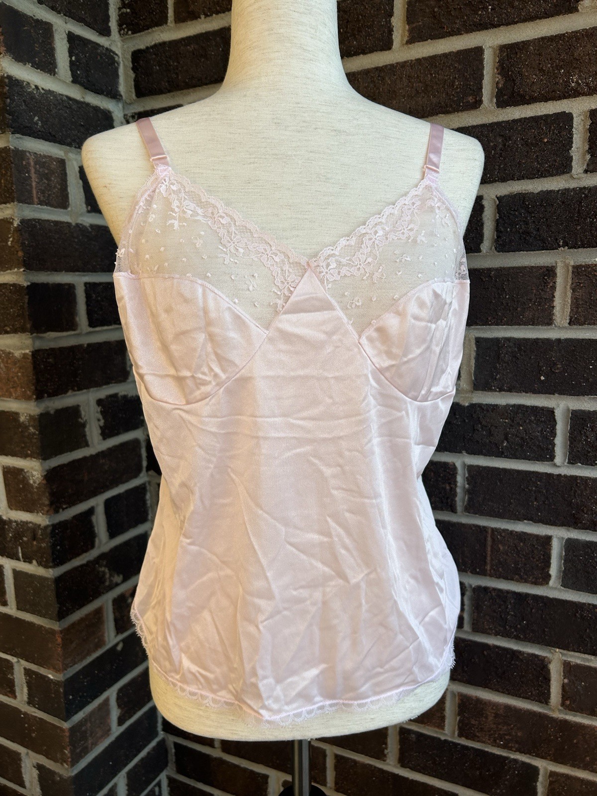 60s 70s Pale Pink Camisole Lingerie Top Soft Girl Cottagecore Fairycore Large