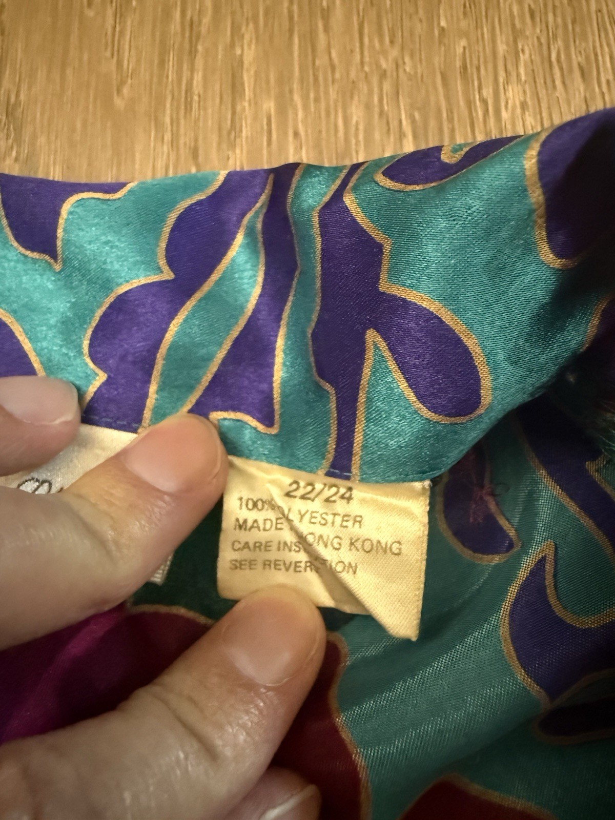Vintage Intimate Pleasures Floral Satin Robe Lounge 22/24 Teal Pink Button Up