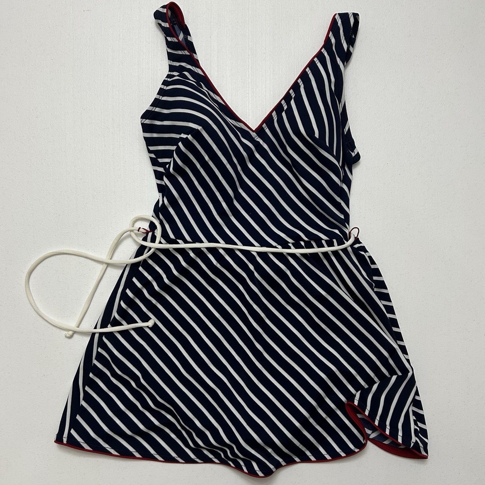 Gabar Vintage Style Swim Dress – Navy/White Striped Size 8
