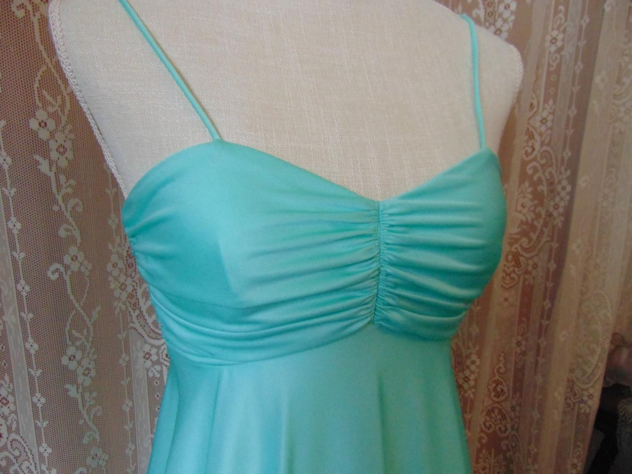 Vtg 70s Maxi Dress Lacey Bolero Top ILGWU Union Label 32B XS